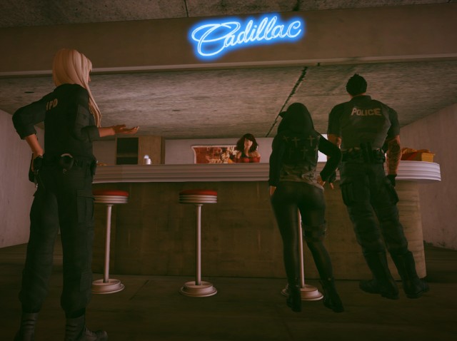 HPD doing rounds in Slim Goodies Diner prior to the incident involving suspect Chloe Wilde and Diner manager Greenlee Morrisey. HPD Captain Chief andel and Rookie Officer 