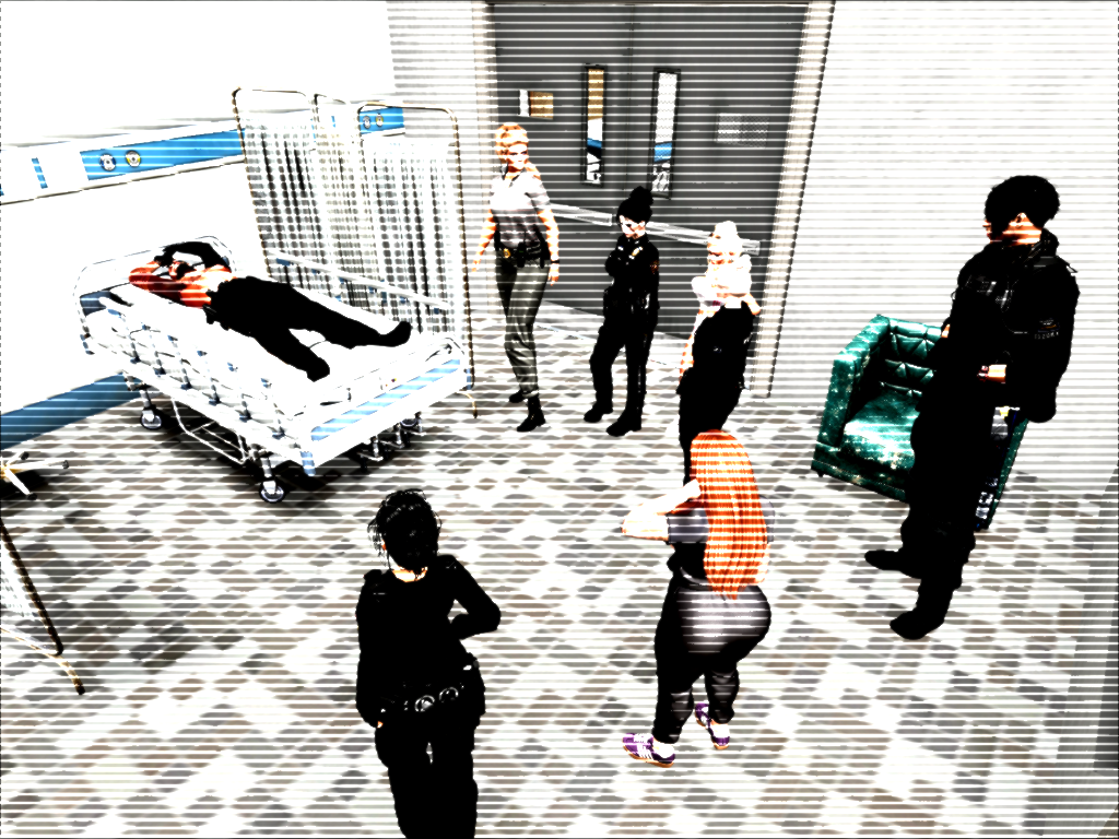 Leaked CCTV-style image from Hathian General Hospital following Carter Ellis medical emergency