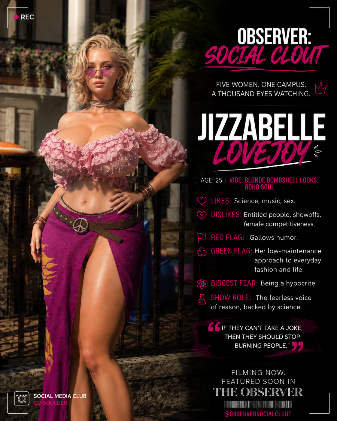 Observer: Social Clout cast card for Jizzabelle Lovejoy