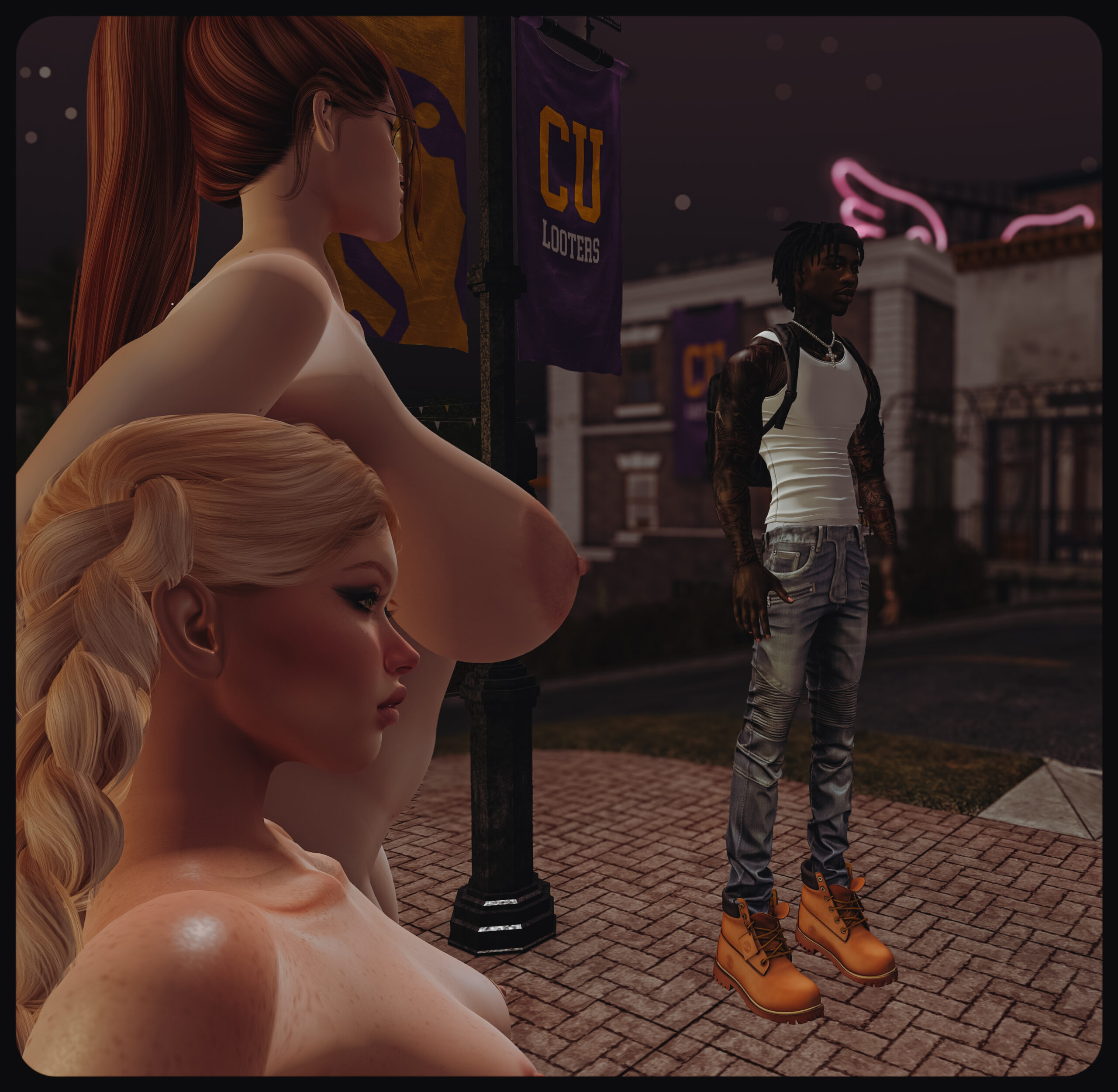 Columtreal University students and visitors during a light-hearted public nudity incident